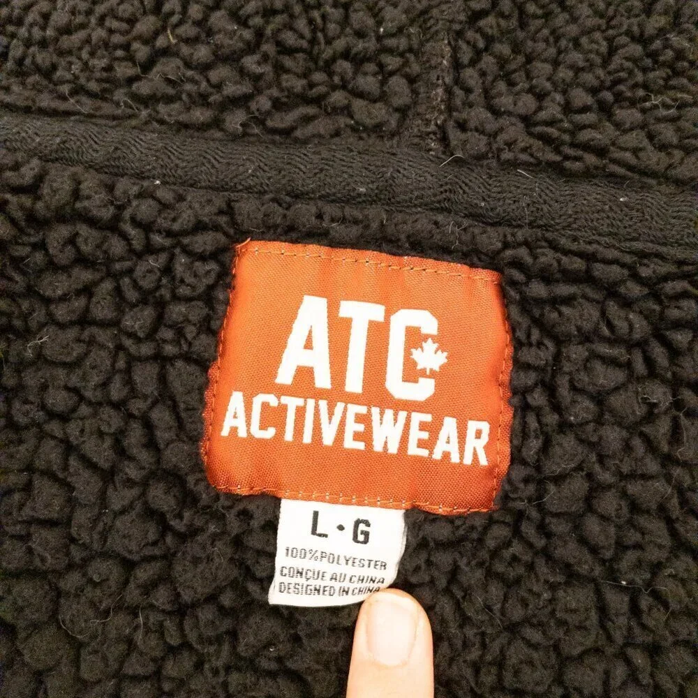 ATC Canada Activewear Sherpa-Lined Zip Hoodie | Size L | Charcoal Gray Cozy